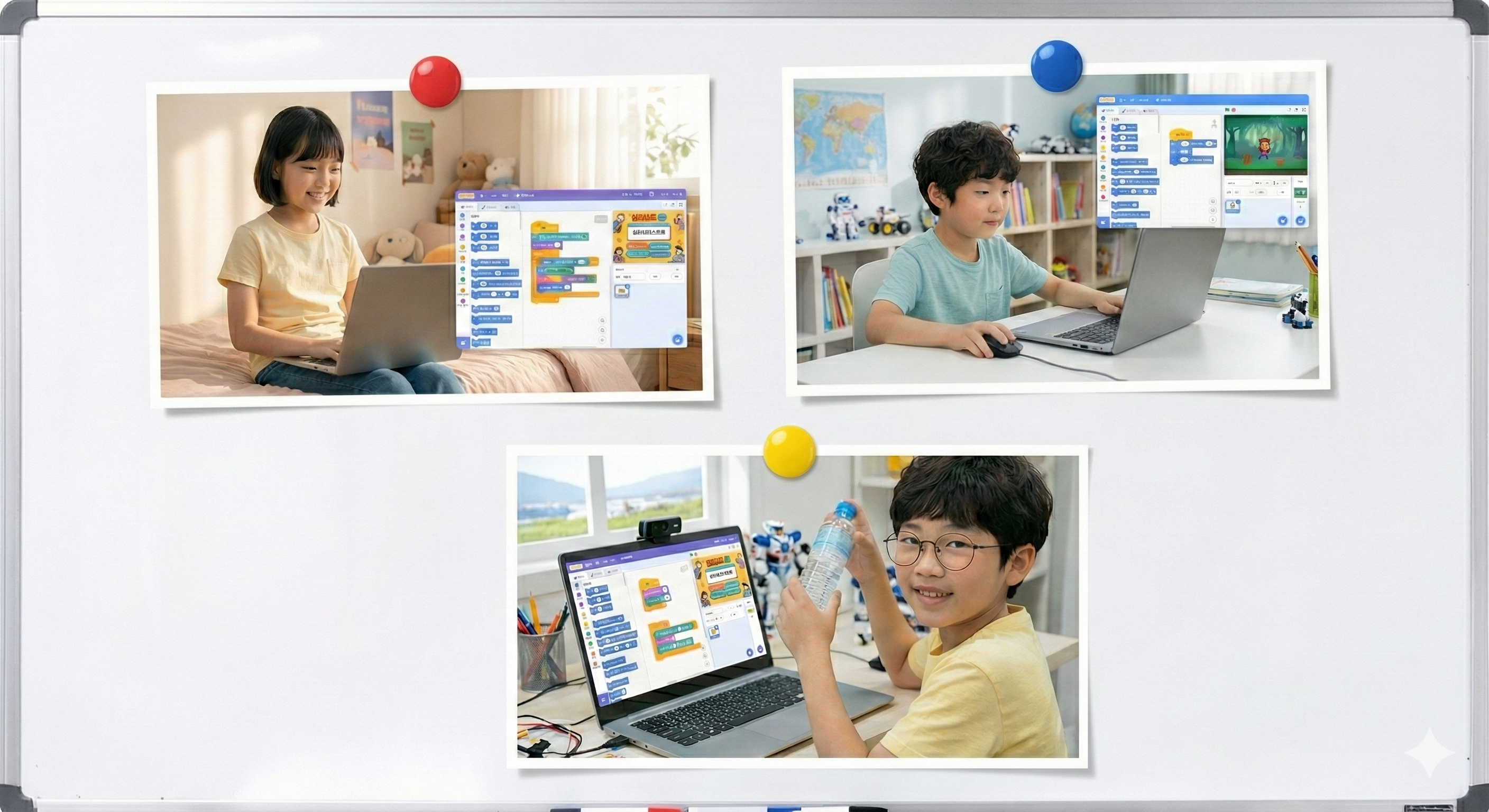 초등학생을 위한 AI 코딩 프로젝트 결과물 예시, 캔바 웹페이지 제작, 스크래치 게임 만들기, AI 활용 수업